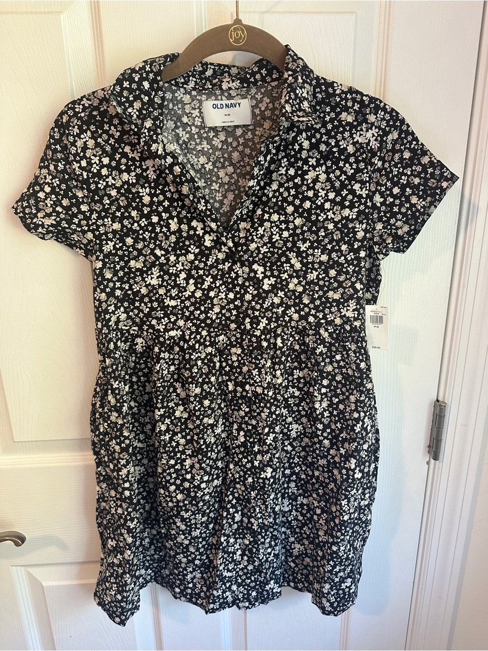 Old Navy Black and White Floral Casual Kids Dress